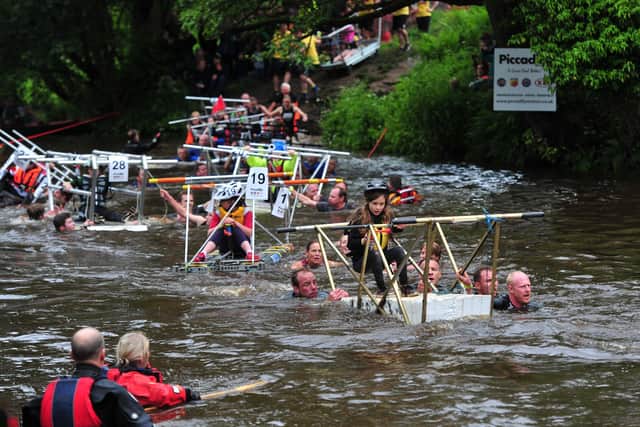 8th June 2019Knaresborough Bed Race.Pictured the river crossingPicture Gerard Binks
