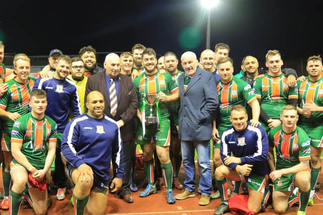 Hunslet beat Leeds Rhinos to retain the pre-season Harry Jepson OBE Memorial Trophy. Picture by Craig Hawkhead.