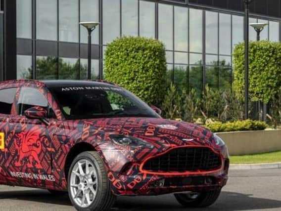 Library image of Aston Martin's first sports utility vehicle (SUV), the DBX, outside the company's factory in St Athan in South Wales.