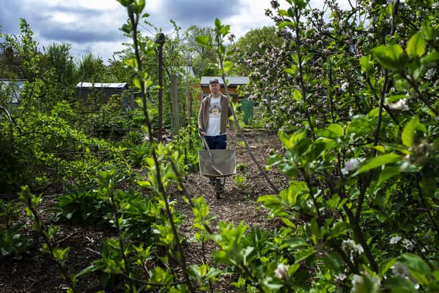 Martin Copeland on his plot at Gledhow Valley Allotments off Northbrook Street, Chapel Allerton. Picture: Tony Johnson
