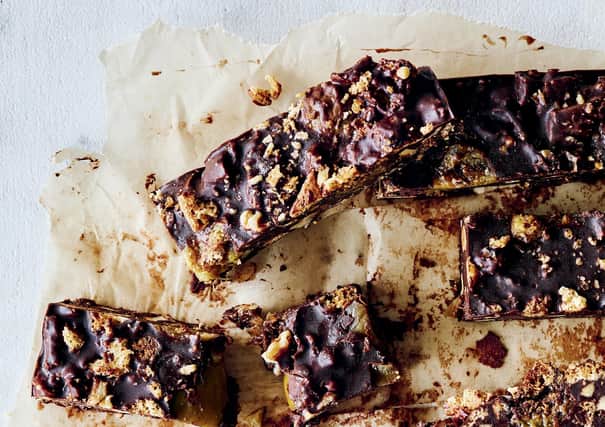 Lola Milne's rocky road with figs and walnuts from the cookbook Take One Tin. Picture: Lizzie Mayson