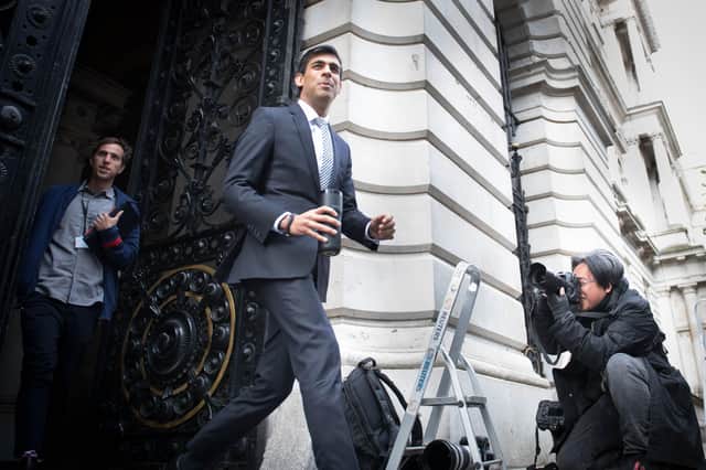 Chancellor Rishi Sunak in Downing Street, London, on the first day of the easing of coronavirus restrictions to bring the country out of lockdown.  Picture: Stefan Rousseau/PA Wire