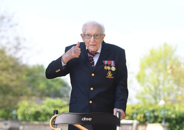100-year-old war veteran Captain Tom Moore who is to be knoghted after raising £32million for the NHS PICTURE: Joe Giddens/PA.