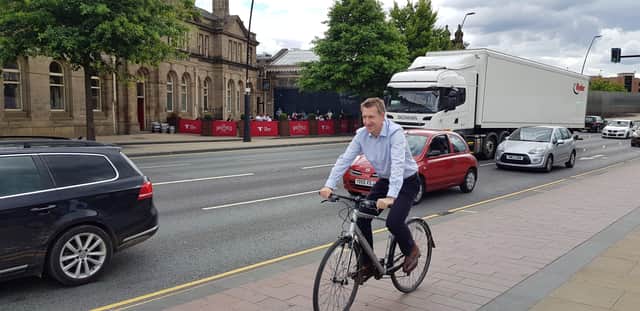 Sheffield City Mayor Dan Jarvis is encouraging people to cycle to work where possible. Picture: Dean Atkins.