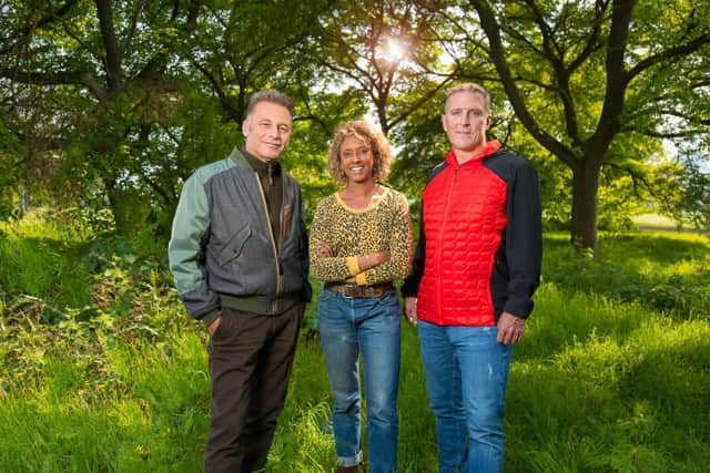 Springwatch presenters Chris Packham, Gillian Burke and Iolo Williams.. Pictures: PA Photo/BBC