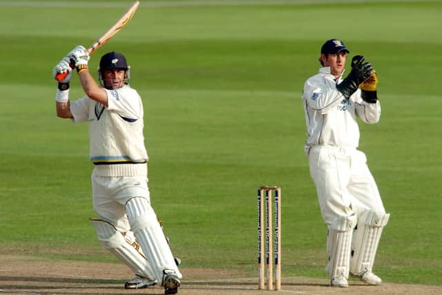 ONE OF THE BEST: Darren Lehmann goes on the attack for Yorkshire against Durham on his way to a record-breaking 339. Picture: Steve Riding.