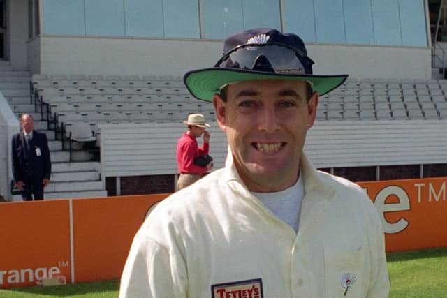 Darren Lehmann walks out at  Headingley for the first time as a Yorkshire player back in April 1997.