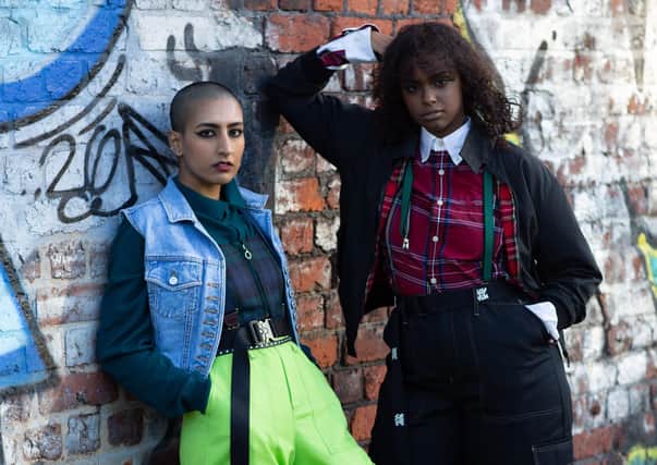Fatima and Naz wear Kirkby Cargo Pants from Lucy & Yak’s Made in Britain Collection, £65. Photograph by Jessica Withey.