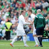 Stepping on: England's Jamie Vardy comes on as a substitute to make his debut, replacing Wayne Rooney  during the international friendly at The Aviva Stadium, Dublin, Ireland.