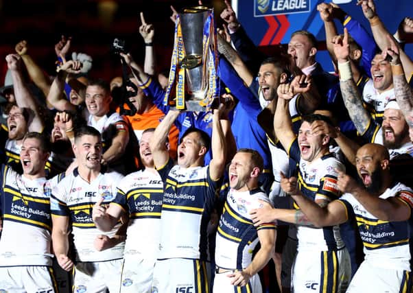 Leeds Rhinos celebrate their 2017 Grand Final success. Picture: Getty Images.