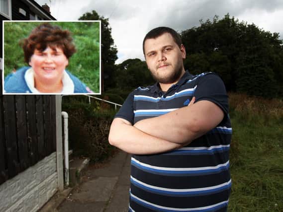 Daniel Grainger and, inset, his mother Patricia who was murdered in 1997.