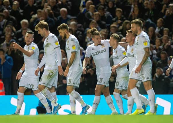 Leeds United's players currently sit top of the Championship standings. Picture:  Bruce Rollinson