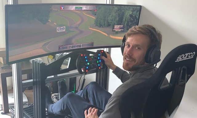 Jack Hawksworth at his virtual racing console at his West Yorkshire home.