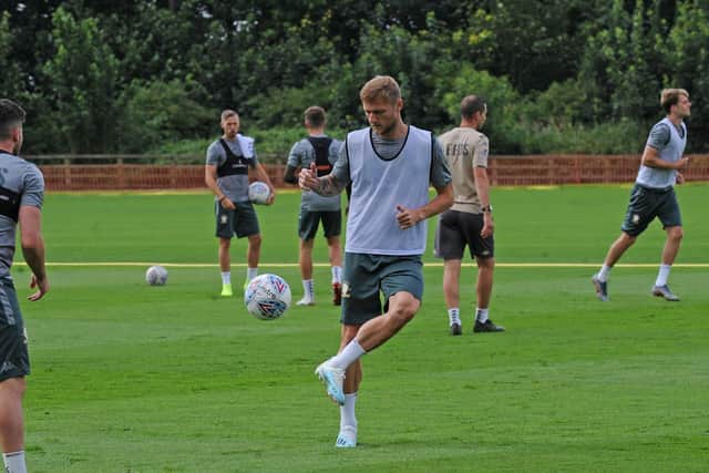 RETURN: Leeds United captain Liam Cooper trains at Thorp Arch before the lockdown