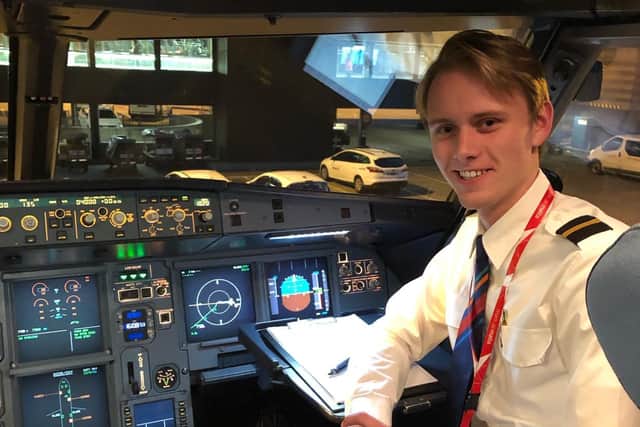 Kieran Gordon, 23, whose grandfather was killed in the Dunkeswick Air Disaster and who is now a pilot.