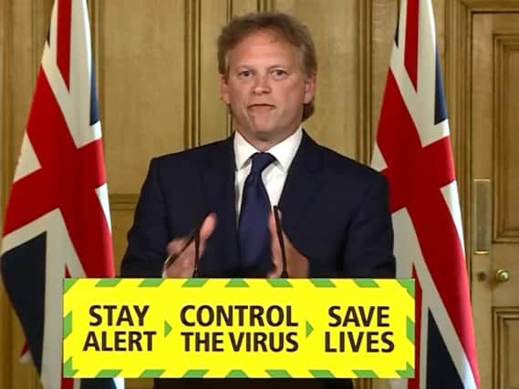 Secretary of State for Transport Grant Schapps during a media briefing in Downing Street, on coronavirus, where the announcement was made. Photo: PA Video/PA Wire