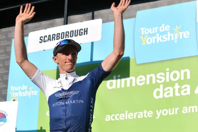 Pete Williams was awarded the Dimension Data Most Aggresive rider jersey after Tour de Yorkshire, Stage 3.  Picture Bruce Rollinson