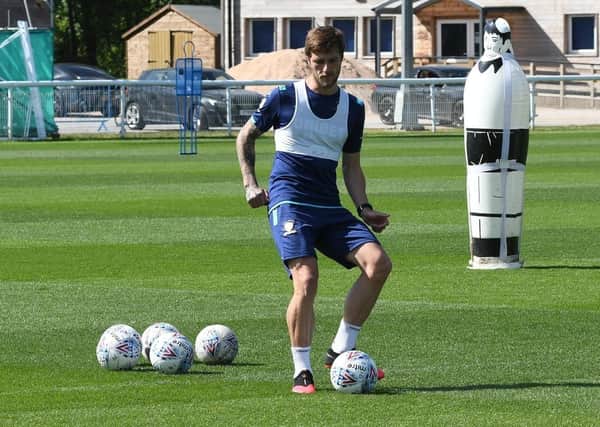 Liam Cooper, pictured in training at Thorp Arch on Monday. Picture courtesy of Leeds United.
