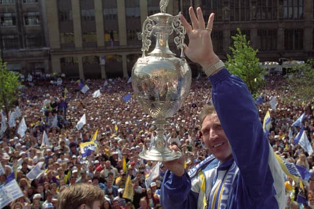 Leeds United, the last First Division champions in 1992:  Howard Wilkinson with trophy.