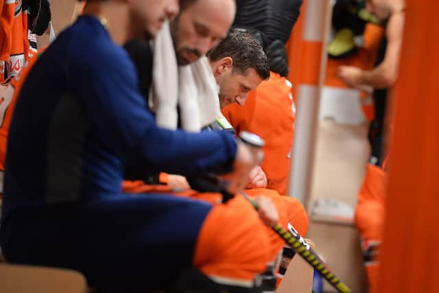 GAME FACE: Sheffield Steelers' captain Jonathan Phillips, pictured in the team's locker room at Sheffield Arena ahead of face-off. Picture courtesy of Dean Woolley.