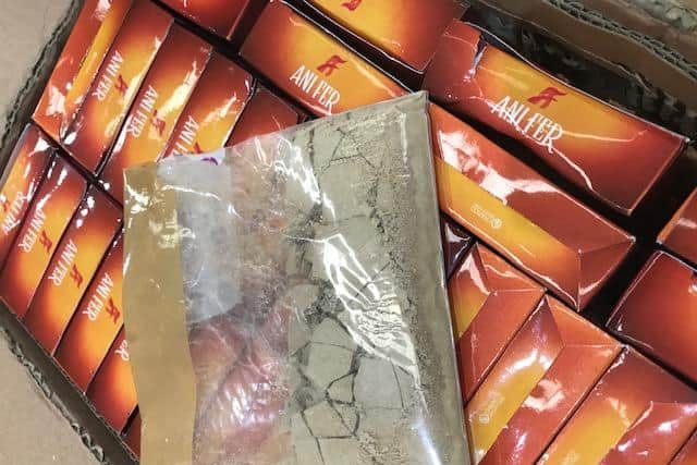 Bags of heroin seized from boxes of fruit and nuts imported into the UK at Heathrow Airport last week. Pictures: National Crime Agency