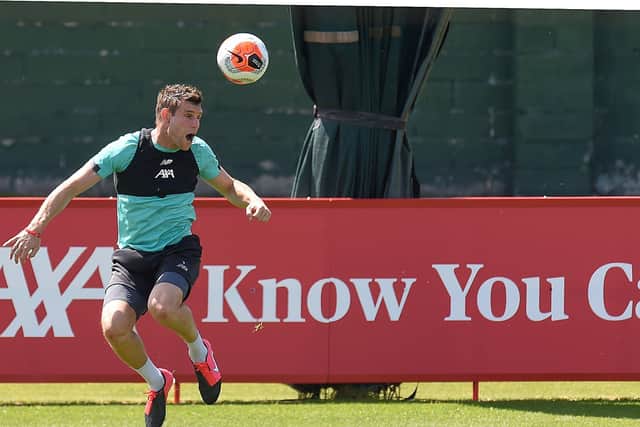 Liverpool's James Milner of Liverpool, pictured yesterday during a training session at the club's Melwood Training Ground. Picture: John Powell/Liverpool FC via Getty Images)