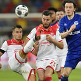 Action from the Bundesliga game between Fortuna Duesseldorf and FC Schalke 04 on Wednesday evening.