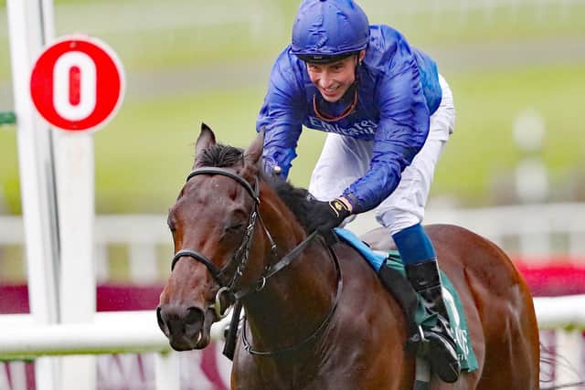 William Buick is looking forward to riding the unbeaten Pinatubo in the Qipco 2000 Guineas.