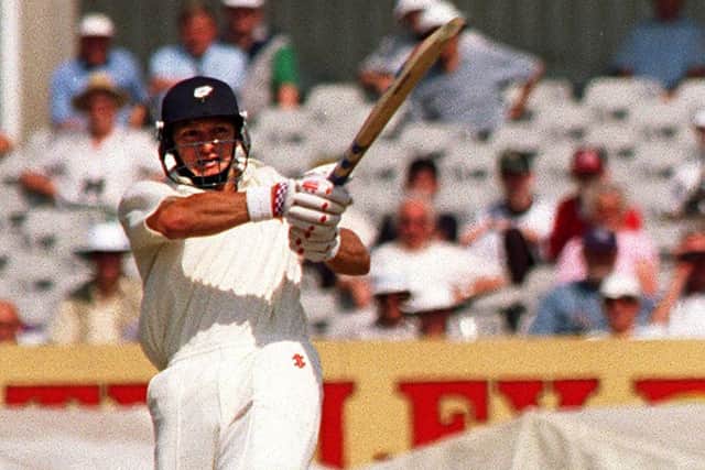 Martyn Moxon hits a six against Notts at Headingley in 1996 (Picture: Charles Round)