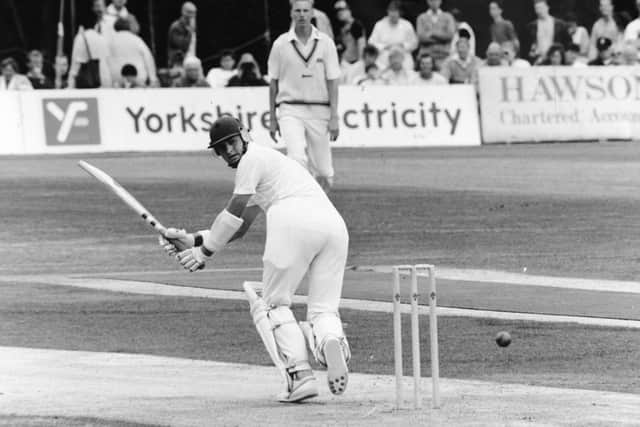 Yorkshire 's Martyn Moxon glances a ball from Leicestershire's Jon Agnew off his legs in 1990 (Picture: Gary Longbottom)