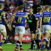 Ben Thaler referees a Super League showdown between Leeds Rhinos and Wigan Warriors. Picture by Paul Currie/SWpix.com