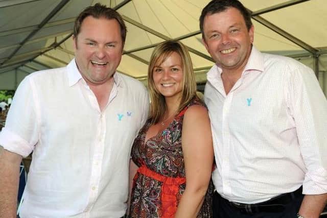 Gary Verity and Peter Dodd pictured with Tracey Commons at the Welcome To Yorkshire Bramham International Horse Trials in 2011. Picture: Gerard Binks