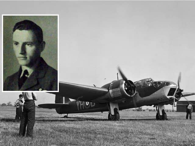 Bruce Smeaton, inset, and a Bristol Blenheim plane.