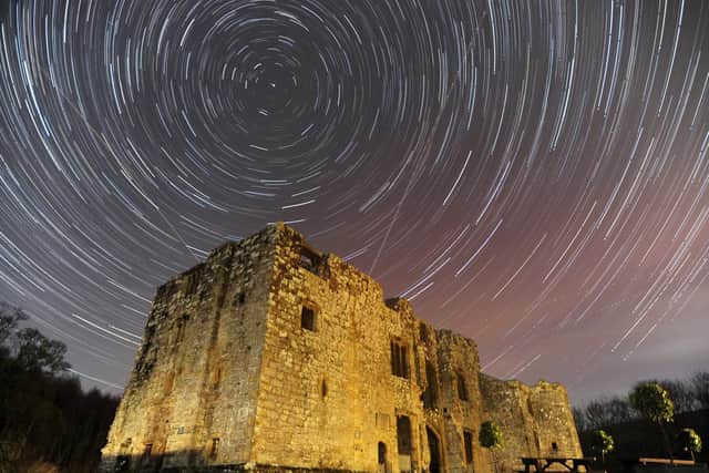 Star Trails over Barden Tower in Wharfedale. Picture Bruce Rollinson