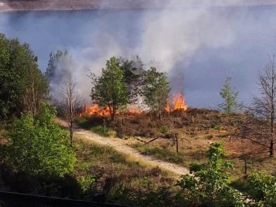 The fire at Digley Reservoir near Holmfirth