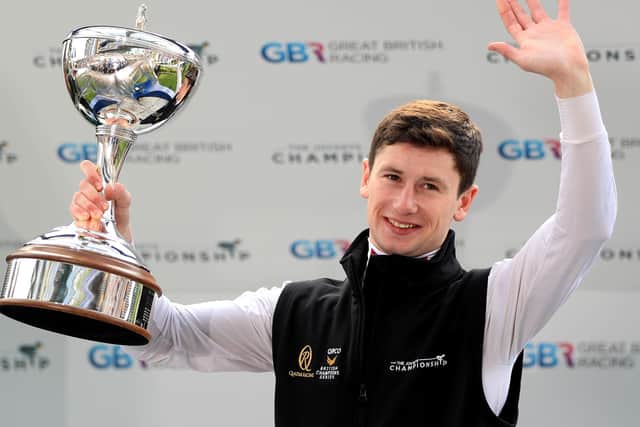 Oisin Murphy celebrates being crowned Champion Jockey during QIPCO British Champions Day at Ascot Racecourse. (Picture: PA)