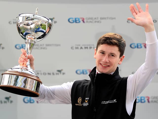 Oisin Murphy celebrates being crowned Champion Jockey during QIPCO British Champions Day at Ascot Racecourse. (Picture: PA)