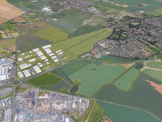 Aerial view of the 200m development earmarked for a former aerodrome between Hedon and Hull