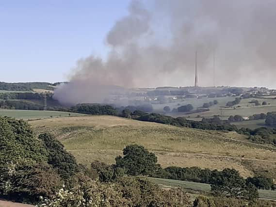Whitley Woods in Lepton is on fire