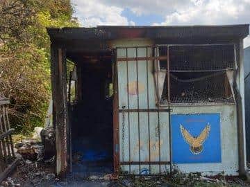 Scenes of devastation from the lock up after the fire. Image: Thirsk Falcons FC
