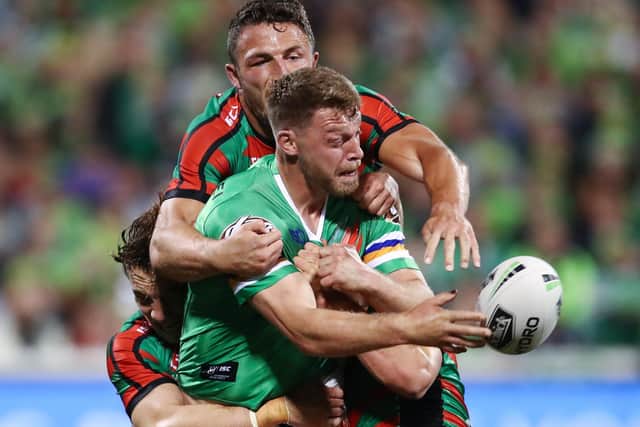 Star Down Under: Elliott Whitehead in action for Canberra Raiders. Picture: Getty Images
