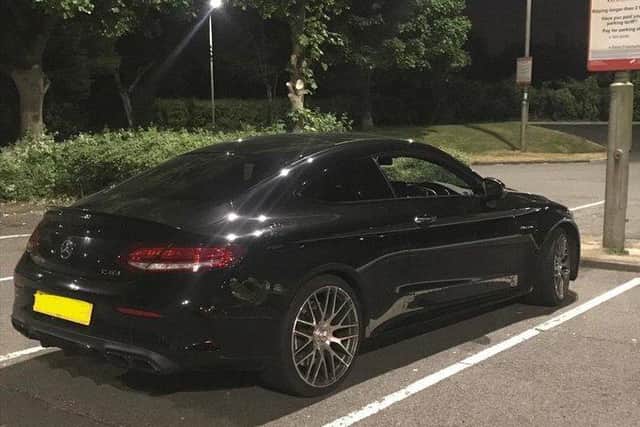 The car was stopped by police as it drove 136mph down the M62. The driver told officers he was on his way to Bradford for a burger. Photo: WYP_RPU