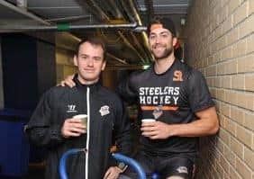 HELPING HAND: Danny Mawer with Steelers' forward John Armstrong.