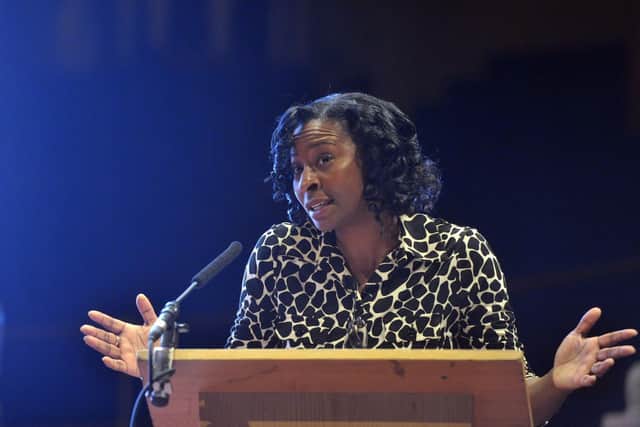 Sharon Watson CEO and Principal of Northern School of Contemporary Dance. Pictured: Sharon Watson speaking speaker at the third annual Celebrating Women event held in Leeds Town Hall in 2016. Picture Tony Johnson.