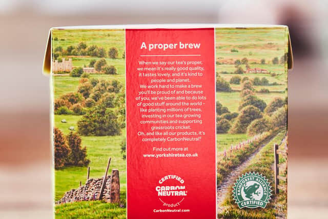 The message of the back of Yorkshire Tea boxes