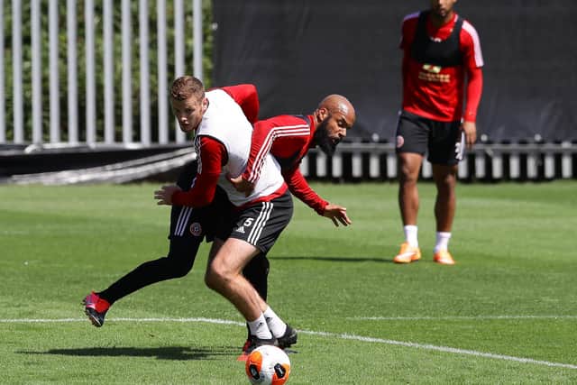 Sheffield United's Jack O'Connell and David McGoldrick of return to contact training. Picture: Simon Bellis/Sportimage