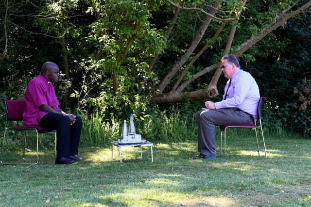 The Archbishop of York during his interview with Tom Richmond, Comment Editor of The Yorkshire Post. Photo: Simon Hulme.