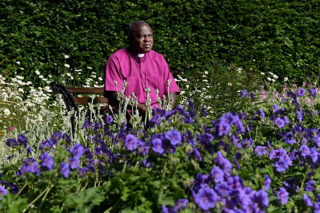 The Archbisohp of York in the Desmond Tutu garden at Bishopthorpe Palace. Photo: Simon Hulme.