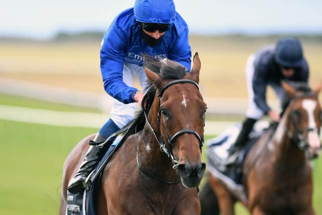 Ghaiyyath ridden by William Buick wins the Hurworth Bloodstock Coronation Cup at Newmarket, the first Group One of 2020.