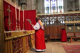 The end of an era as the Archbishop of York places his crozier on the high altar of York Minster to mark the end of his reign. Photo: Diocese of York.